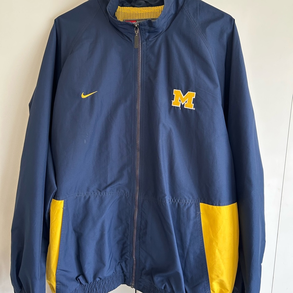 Michigan Nike Men's Blue and Yellow Warm Up Suit